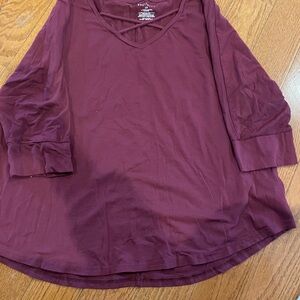 Women's Burgundy Long Sleeve Top